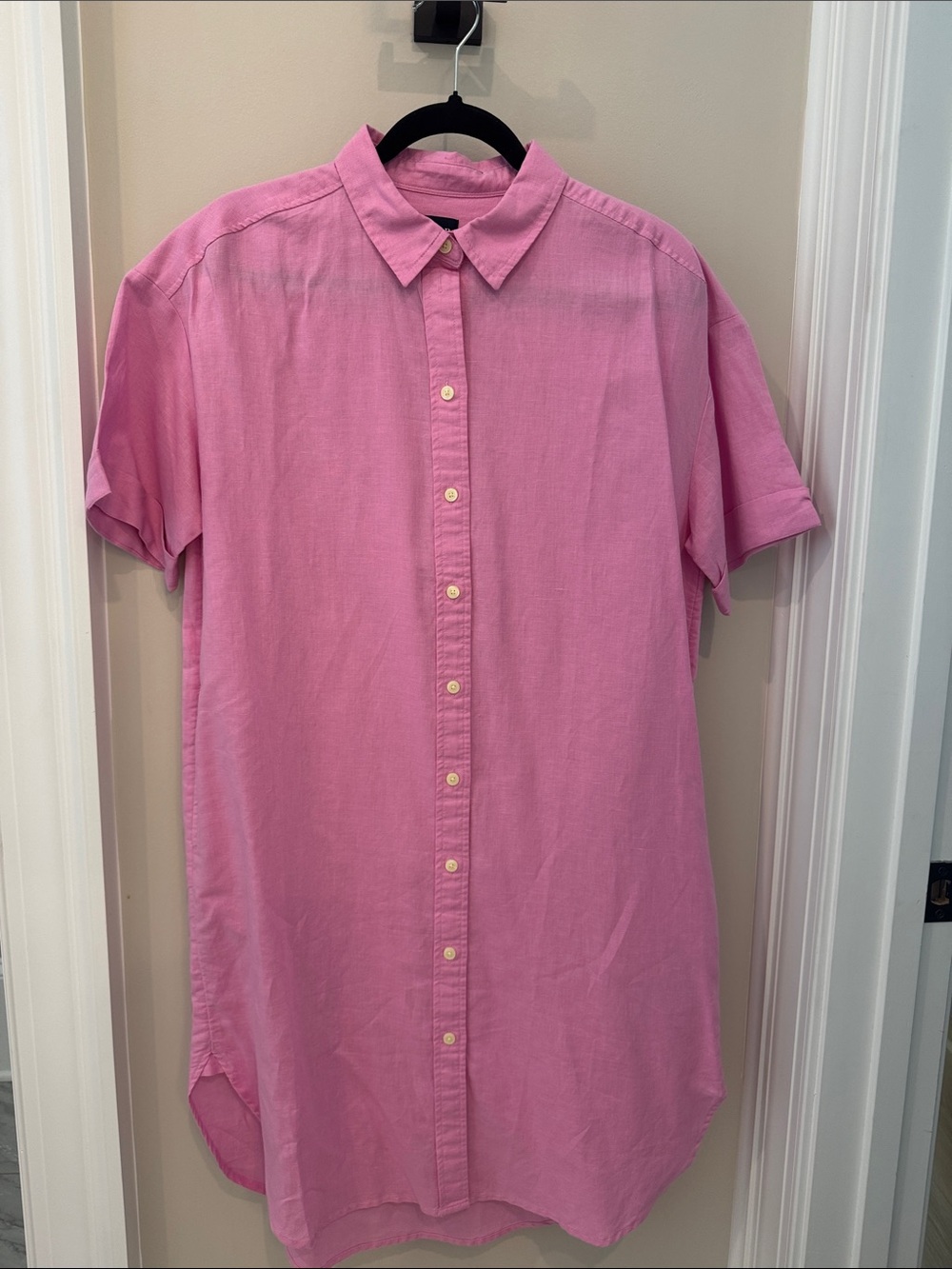 NWT-GAP Pink Short-Sleeve Button-Down Shirt dress